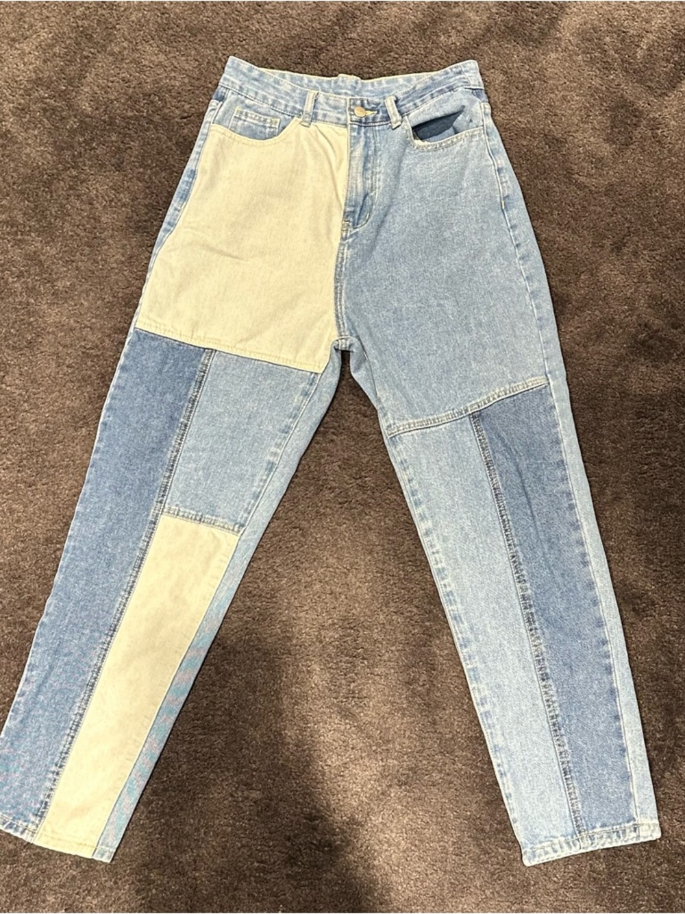 SHEIN Patchwork High-Waisted Jeans - Medium